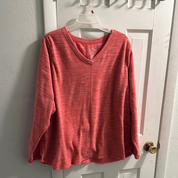 Coral V-Neck Long Sleeve Top - Picture 1 of 3